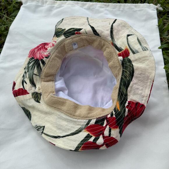 Hawaiian Barkcloth Cotton Hat Summer Hibiscus Size Medium - Picture 8 of 10